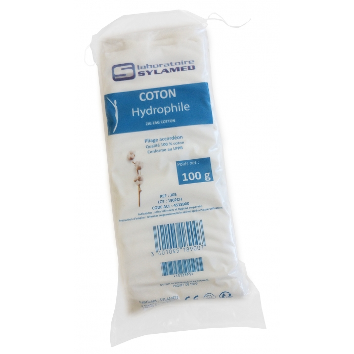 Coton hydrophile 100g LPPR SYLAMED Coton Univers Santé