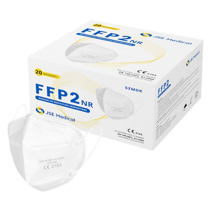 Masque de Protection FFP2 NR - Blanc - Boîte de 20 - JSE MEDICAL -  Protection de la Tête - Univers Santé