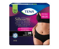 TENA Silhouette Plus - Taille basse - Noir - Taille M - Paquet de 12