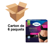 TENA Silhouette Plus - Taille basse - Noir - Taille M - Paquet de 12 - Carton de 6 paquets